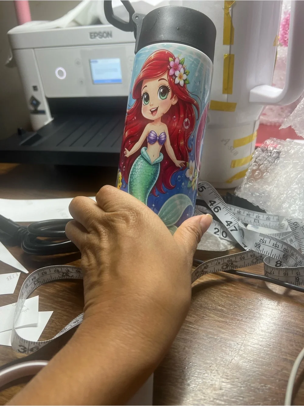 Mermaid Party Tumbler - Red & Green Kids Party Drink Bottle